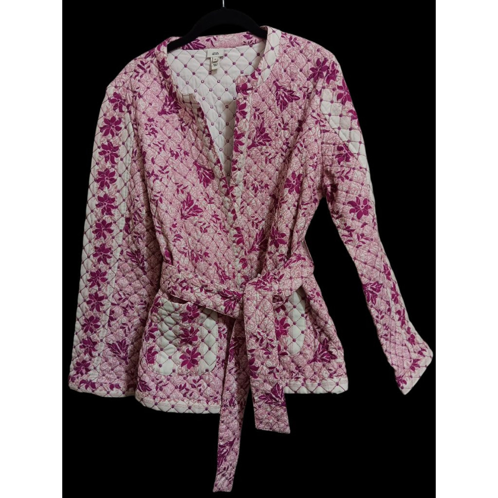 River Island Quilted Floral Jacket with Pockets & Tie Waist - Picture 4 of 11